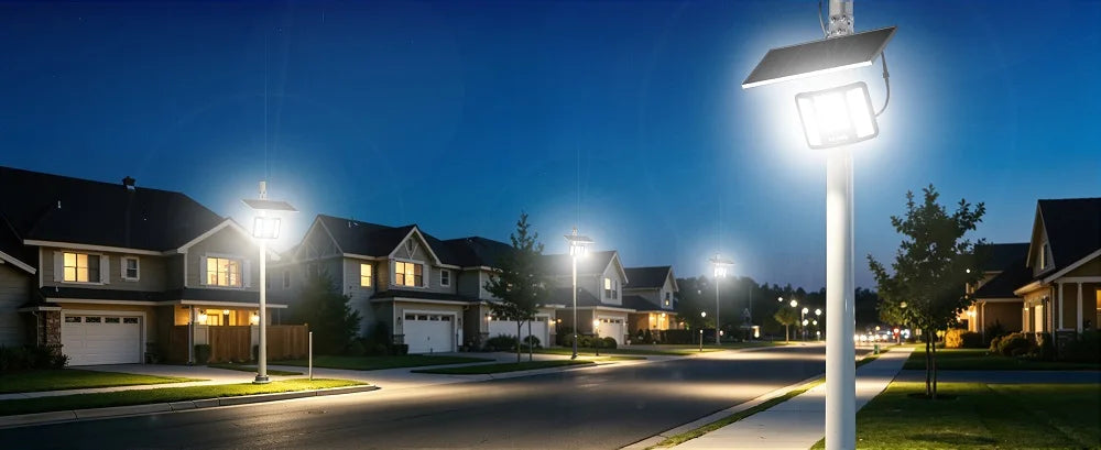 Outdoor Solar Flood Lights Dusk to Dawn 20000mAh Long Battery Life 3 Colors Floodlight With Super Large Solar Panel 16.4 FT Cable Security Spotlights Waterproof For Yard Garden Backyard Porch Driveway