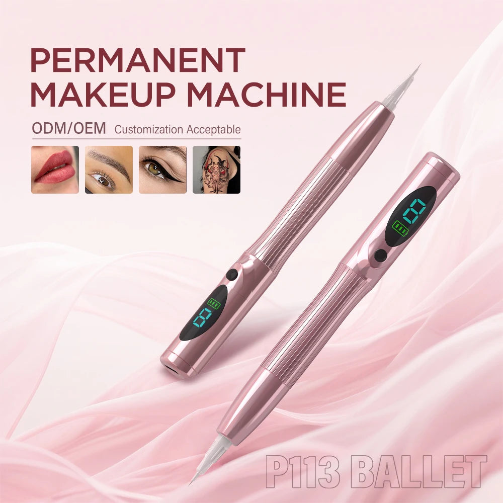 Wireless PMU Machine for Eyebrows - Pink Professional Microblading Pen Permanent Makeup Machines Tidesmit