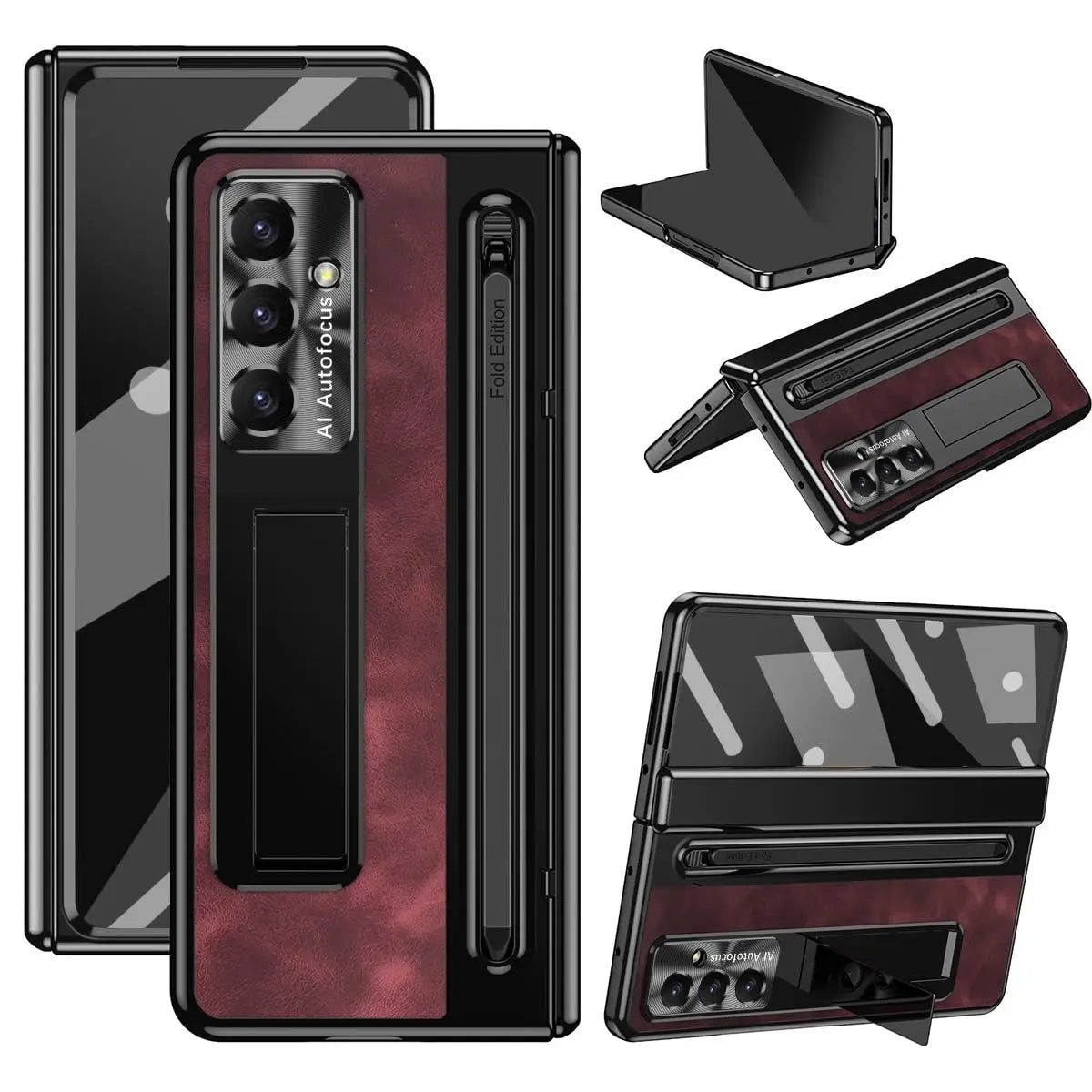 Samsung Galaxy Z Fold 7 Case with S Pen Holder and Kickstand Rose Red China Mainland Tidesmit