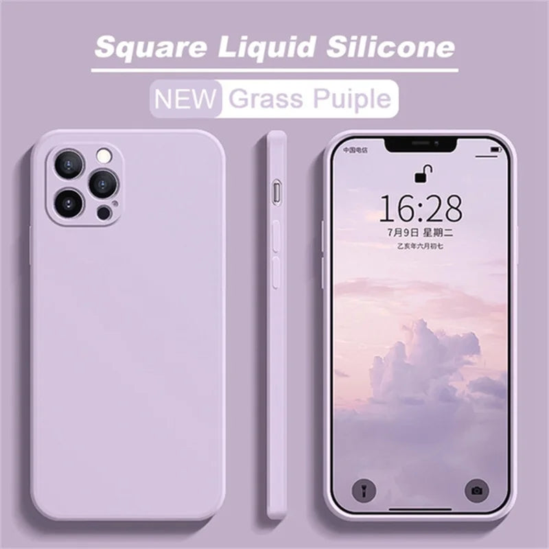iPhone 15 Pro Silicone Case – Shock-Absorbing Slim Fit Cover Grass Purple Tidesmit