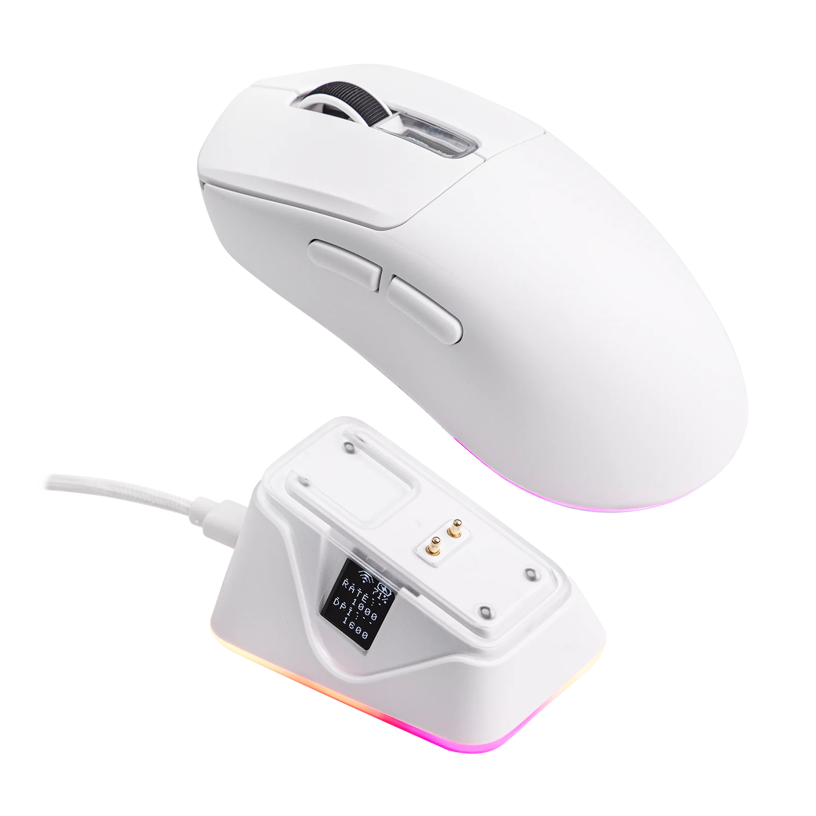 EPOMAKER NEX Lite Tri-mode Wireless PAW3311 Sensor Gaming Mouse with RGB Charging Dock & 1K Polling/12K DPI for Gaming & Office