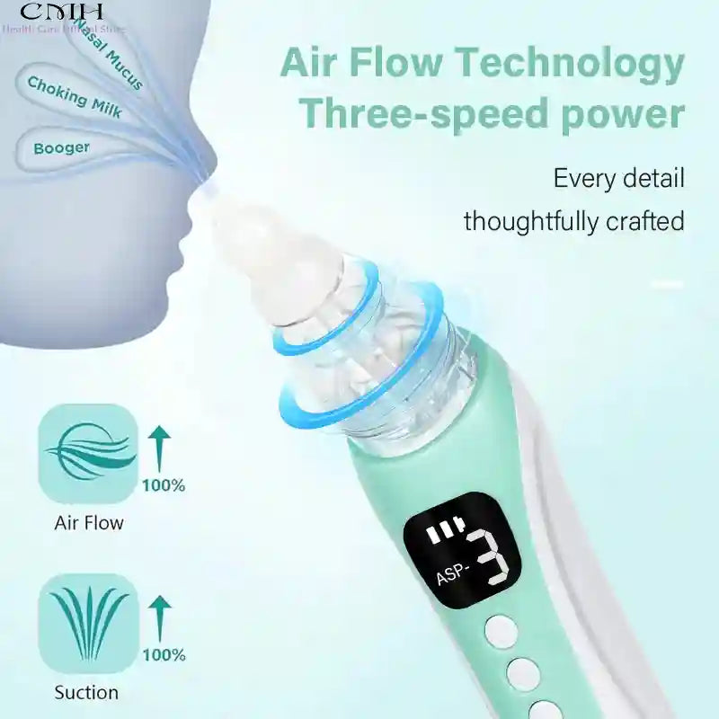 Tidesmit Electric Nasal Aspirator, USB Rechargeable, 3 Suction Modes Back Massage Instrument Tidesmit