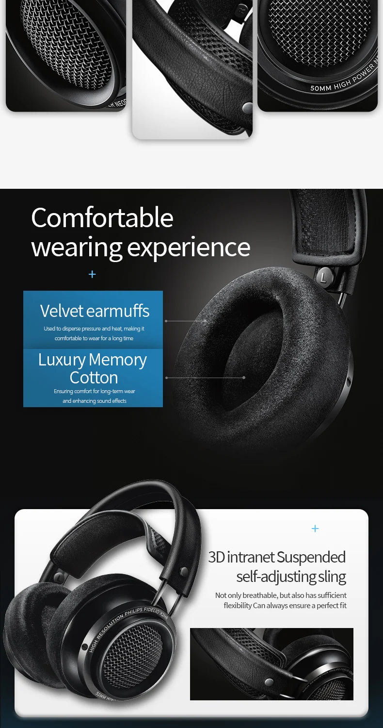 Philips Fidelio X2HR Open-Back HiFi Wired Over-Ear Headphones - Black Tidesmit