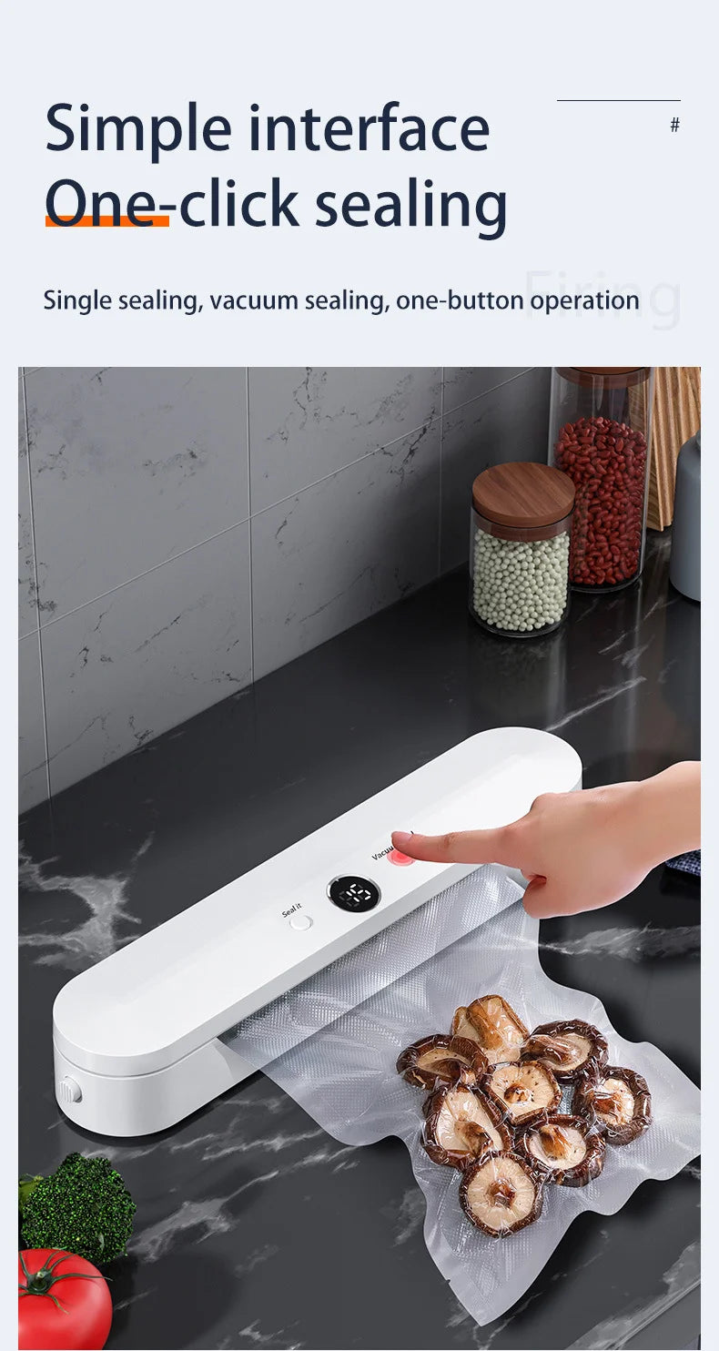 Automatic Vacuum Sealer Machine With 10pcs Free Food Saver Bags for Food Vegetables Fruits Nuts and Meat Storage Proof Sealer