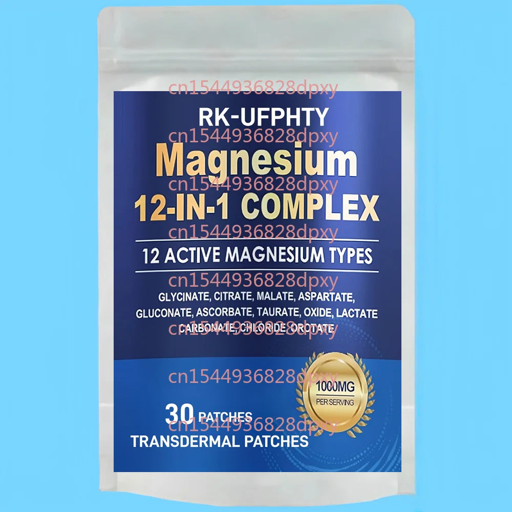 30 Patches 12 in 1 Magnesium Complex Transdermal Patches with Glycinate, Citrate, Malate, L-Threonate,Taurate for Sleep Support