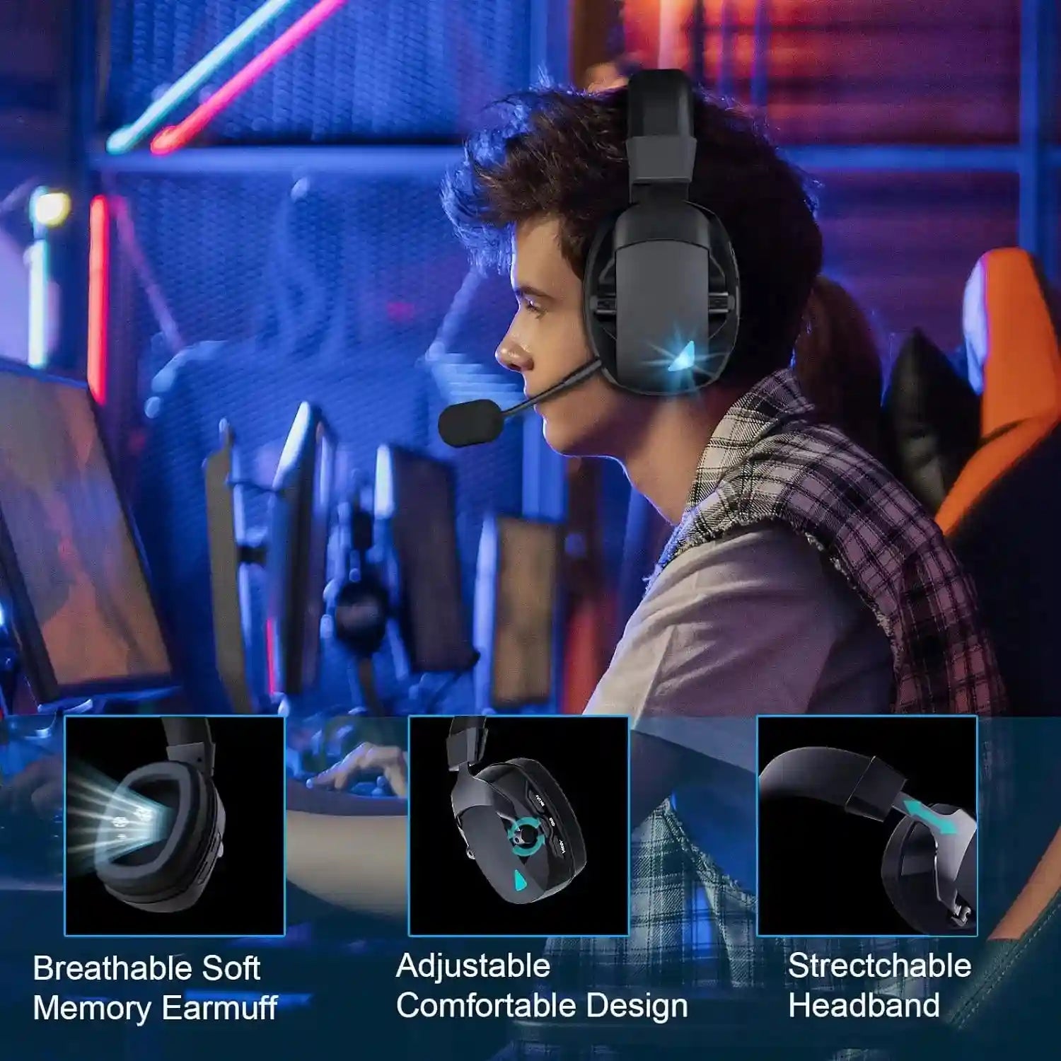 Tidesmit Wireless Gaming Headset with Active Noise Cancellation Tidesmit