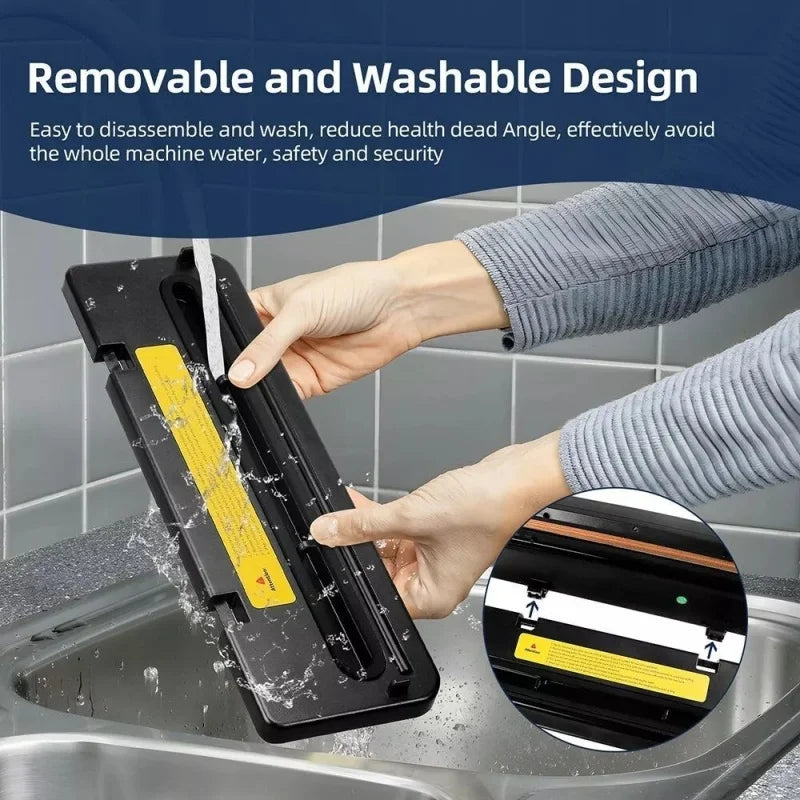 Electric Vacuum Sealer Food Storage Seal Touch Button Dry/Wet Built-in Cutter Kitchen Food Sealing Vacuum Packaging Machine
