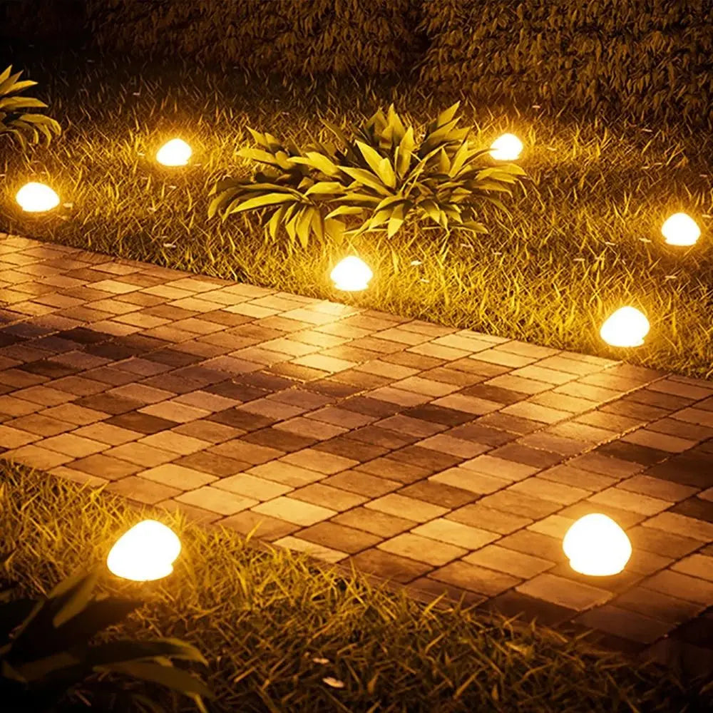 Solar Stone Light Frosted Glass Ground Lamp Outdoor Waterproof Lantern for Garden Green Light Lawn Courtyard Decorative Lamp