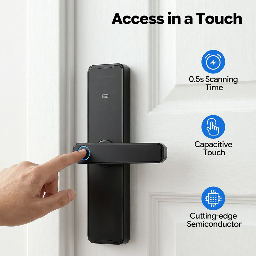 Intelligent Door Lock, Fingerprint Door-lock for Tuya APP, USB Smart Lock Remote Access Unlocking for Homes, Hotels