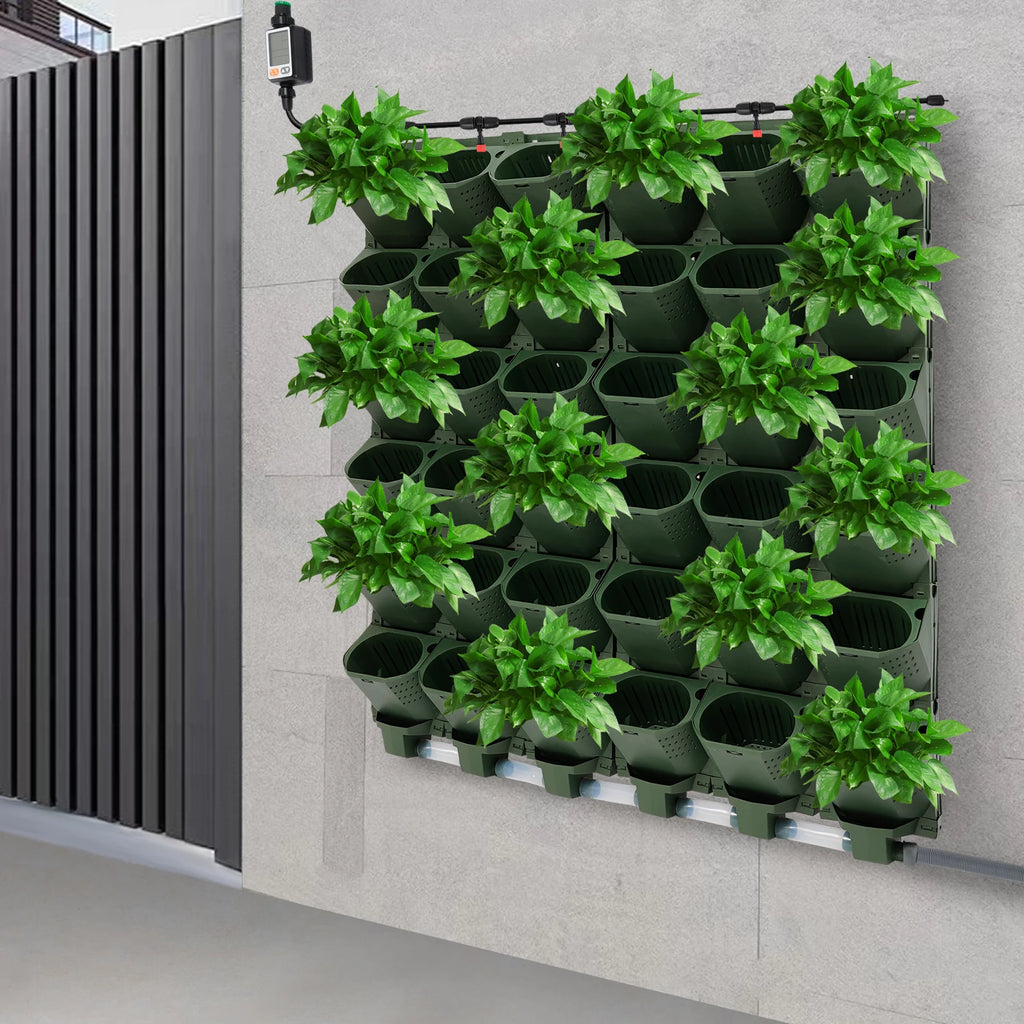 36 Cups Vertical Wall Planter Kit W/Auto Drip Irrigation Smart Timer & LCD Display Home Garden Grow Bag Garden Planter