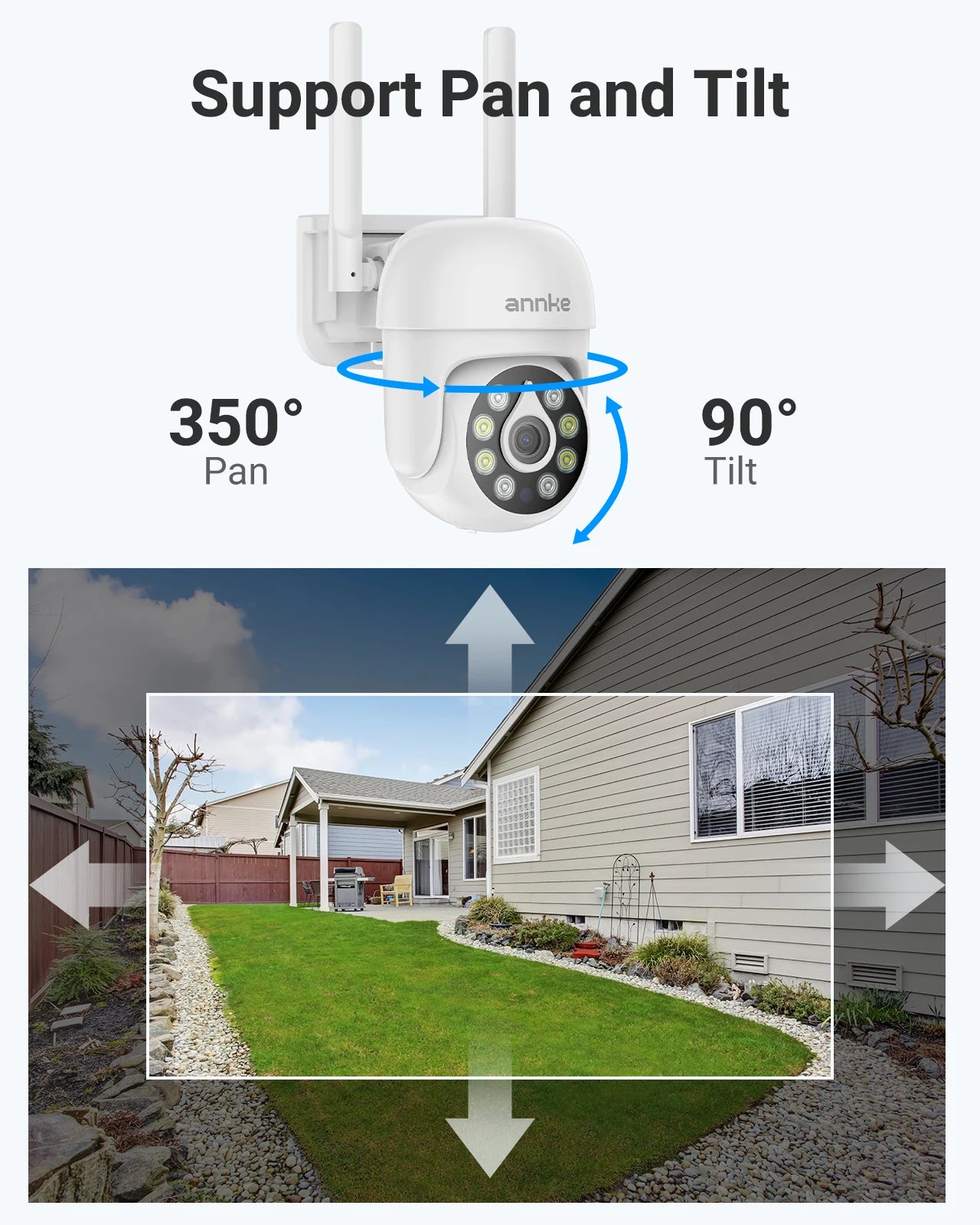 ANNKE Smartest 5MP Super HD PT Camera Security POE Camera 8X Digital Zoom Surveillance IP Camera With Detection Audio Record