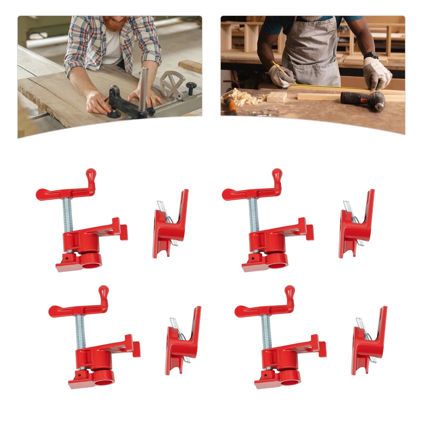 4 Pack Iron Woodworking Clamps,Heavy Duty Cast Iron Quick Release Bar Clamps, Wood Gluing Pipe  3/4" Pipe Clamp Set