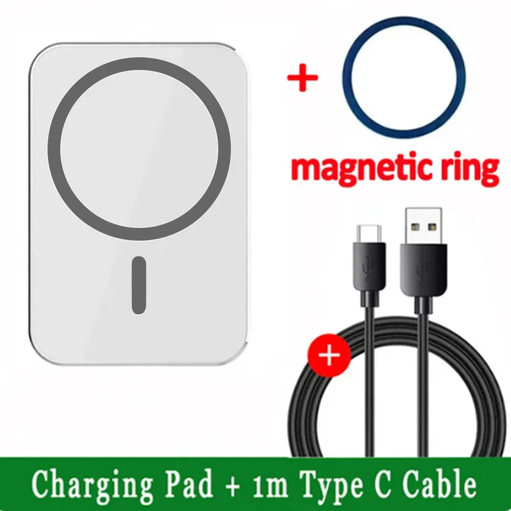 Magnetic Wireless Car Charger for iPhone 12-17 | Qi Certified Fast Charge White with Cable Tidesmit