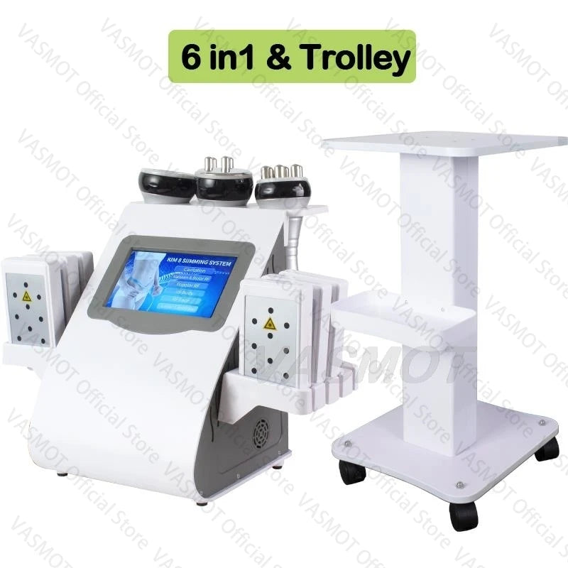 40K Ultrasonic Cavitation Body Sculpting Machine - 6-in-1 Pro Device Relaxation Treatment 6IN1 with Trolley Tidesmit