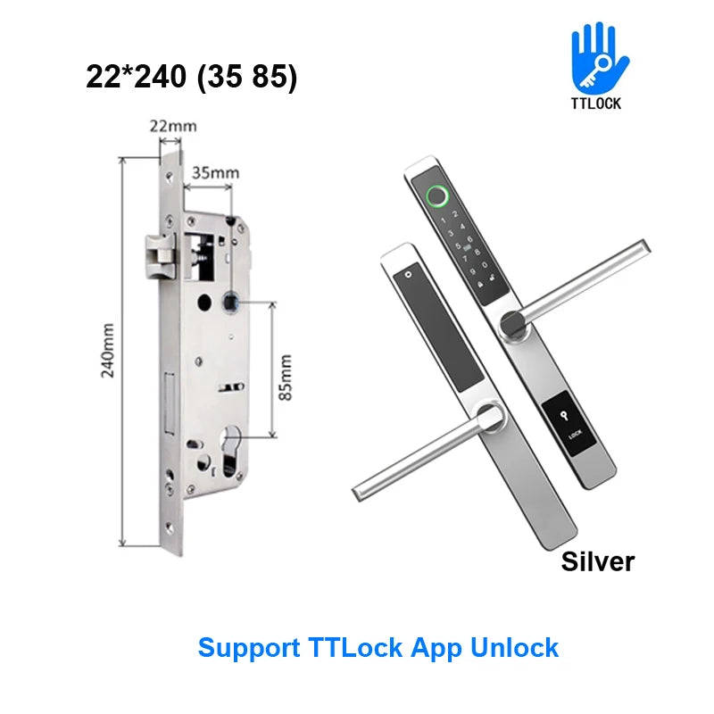 ZHDCOOKEY Biometric Digital Door Lock  Waterproof TTLock APP BLE Fingerprint RFID Card Password Aluminum Sliding Door Smart Lock