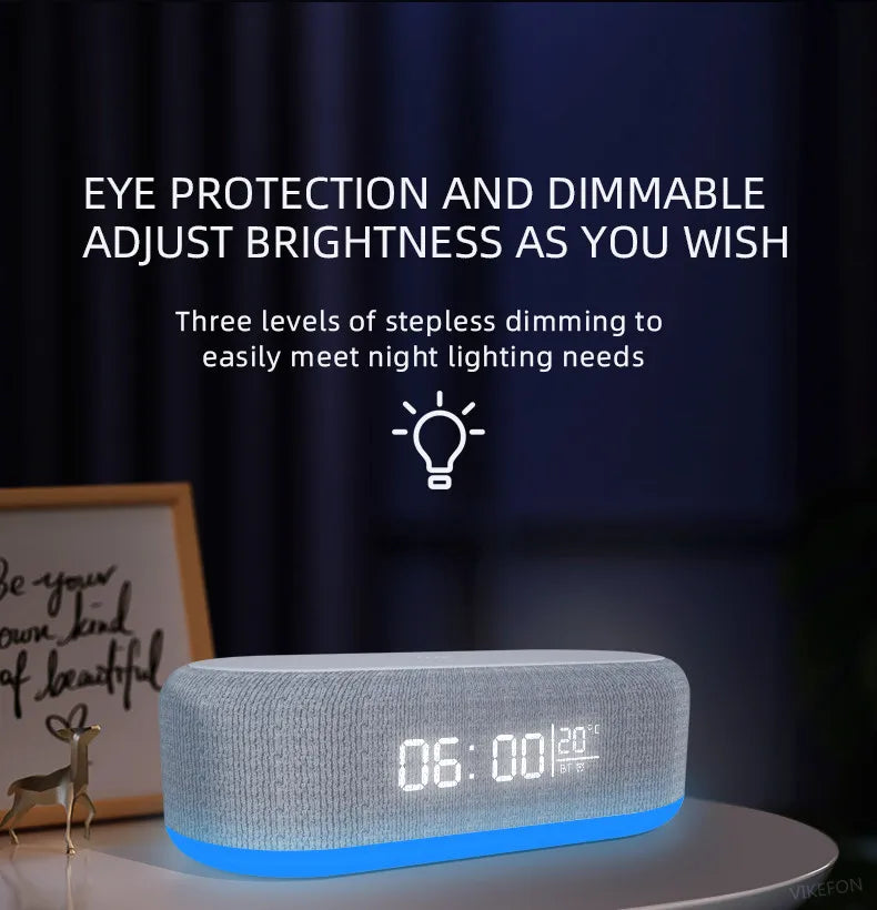 Portable Bluetooth Speaker with Wireless Charger and Alarm Clock - White Tidesmit
