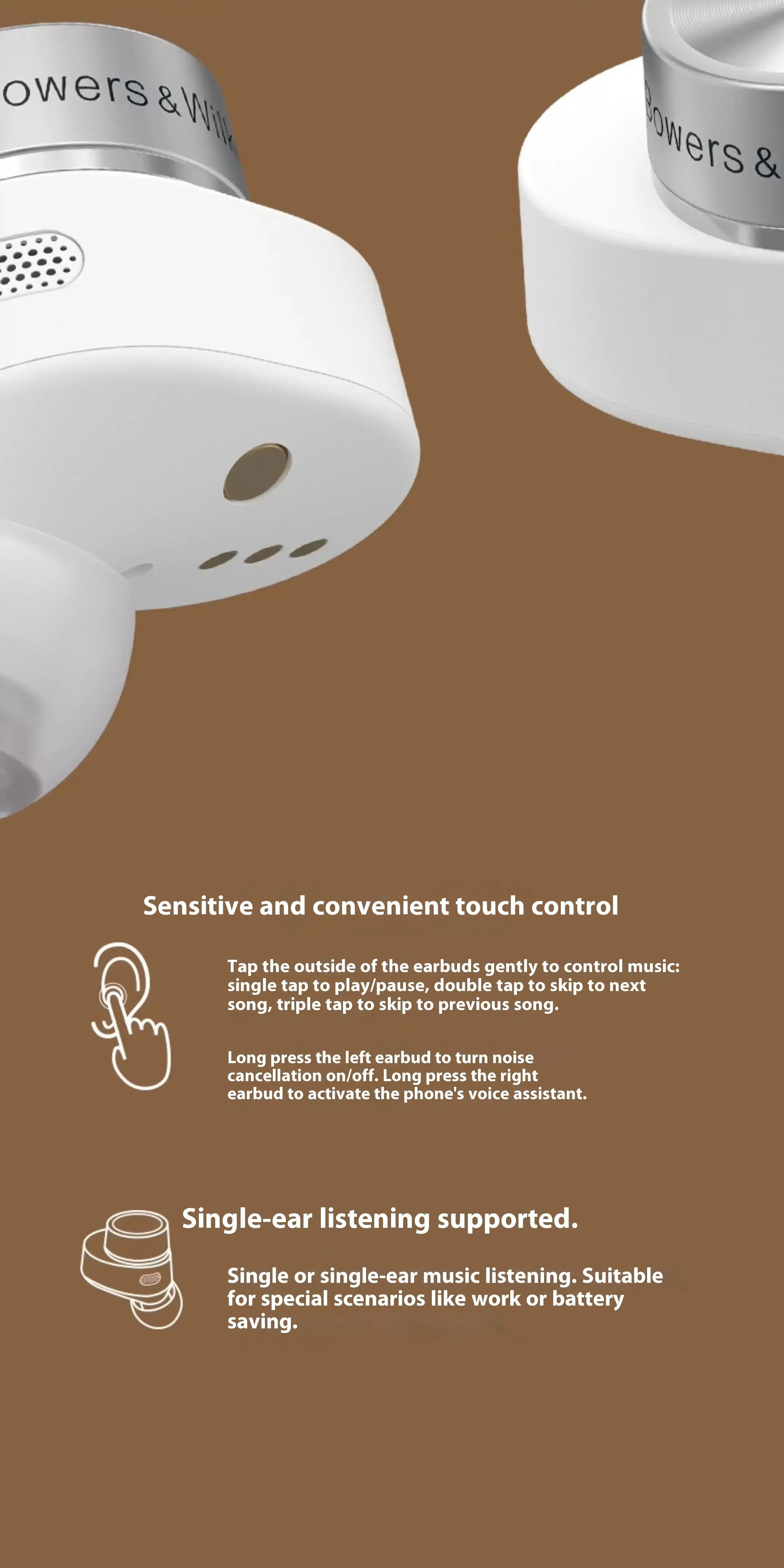 Bowers & Wilkins Pi7 S2 Wireless Earbuds by Tidesmit - 24-Bit HiFi Tidesmit