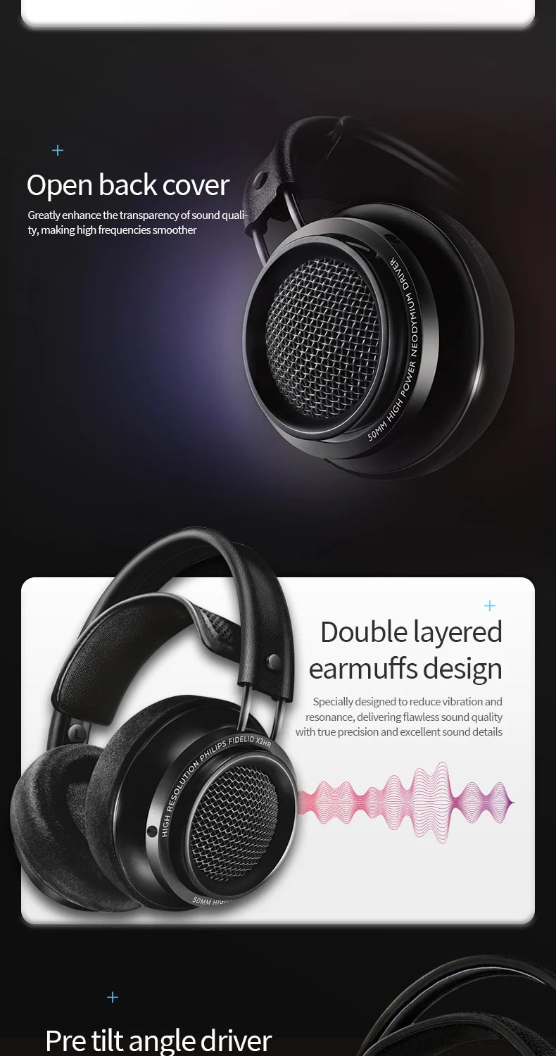 Philips Fidelio X2HR Open-Back HiFi Wired Over-Ear Headphones - Black Tidesmit