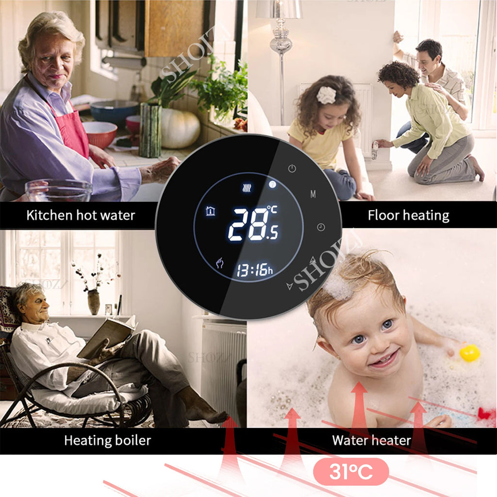 TUYA Smart Touch ZIGBEE&WIFI Thermostat LCD Screen Water Heating Electirc Floor Heating Water Gas Boiler Temperature Controller