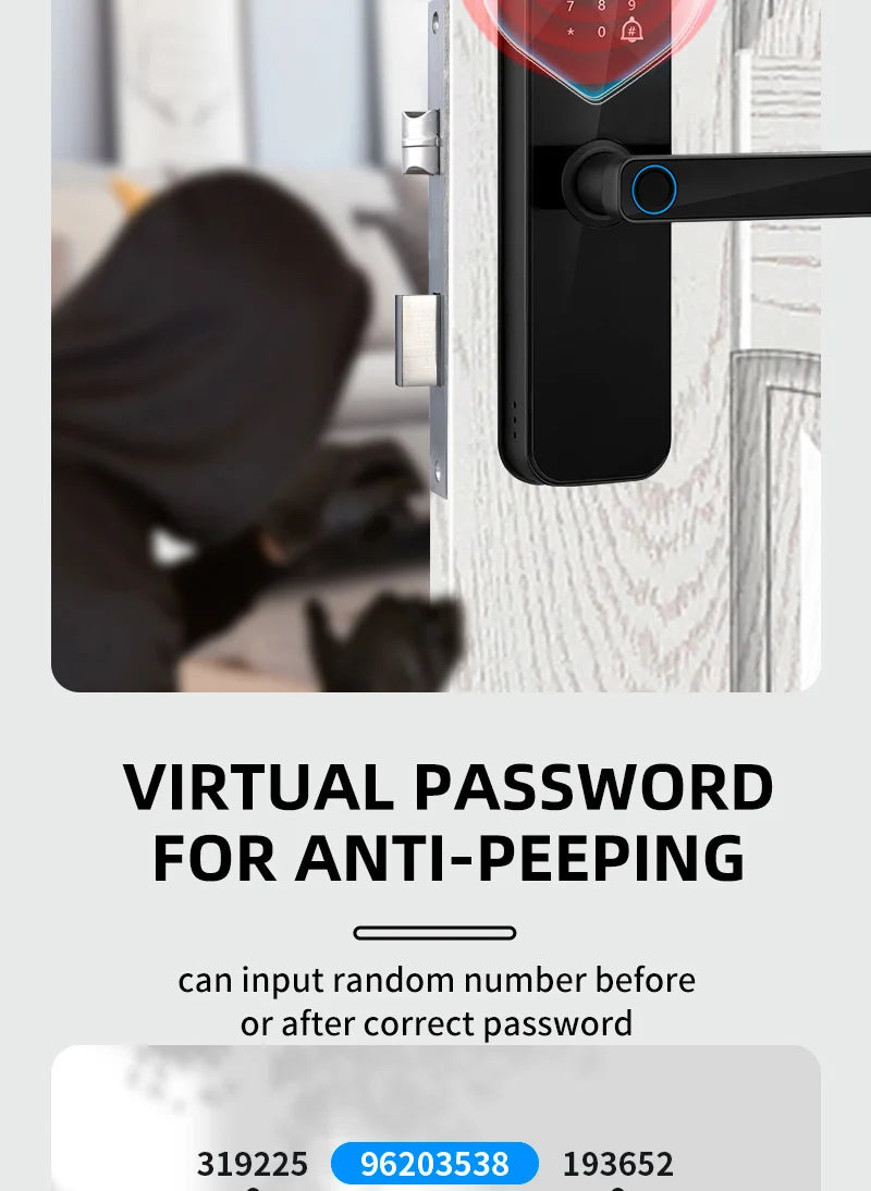 New Biometric Digital Electronic Smart Door Lock With Camera Fingerprint Tuya Wifi Smart Card Password Key Unlock