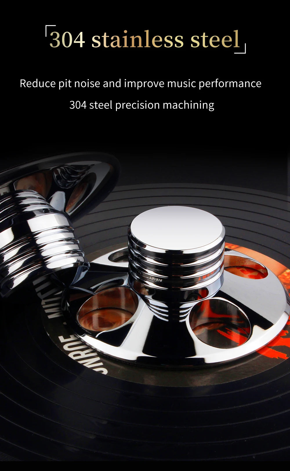 YYAUDIO Vinyl Record Weight 304 Stainless Steel LP Disc Stabilizer Turntable Clamp Reduce Vibration for Record Player Phonograph