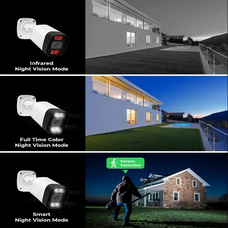 XMEYE 8MP 4K 2.8MM lens POE Wired IP ONVIF H.265 Audio Record CCTV Face Detection Waterproof IP66 Outdoor Security Video Camera