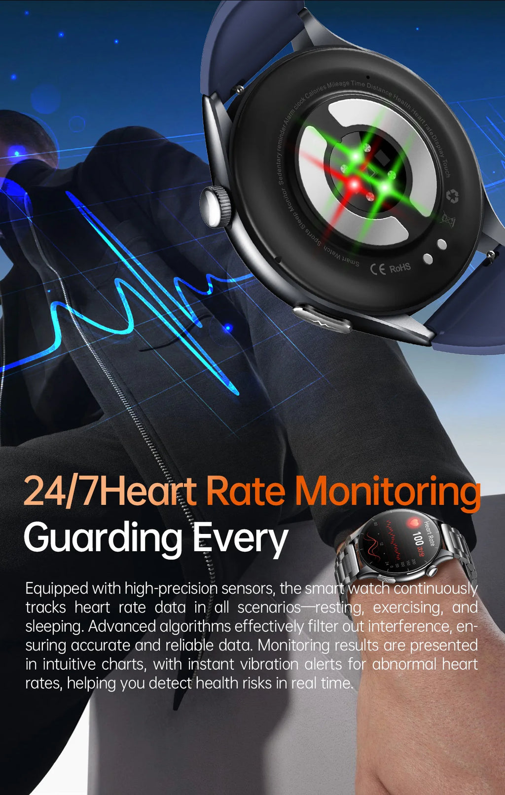 2026 New Smart Watch NFC ECG+PPG Blood oxygen Uric Acid Blood Pressure Sapphire Smartwatch Men For iPhone Android