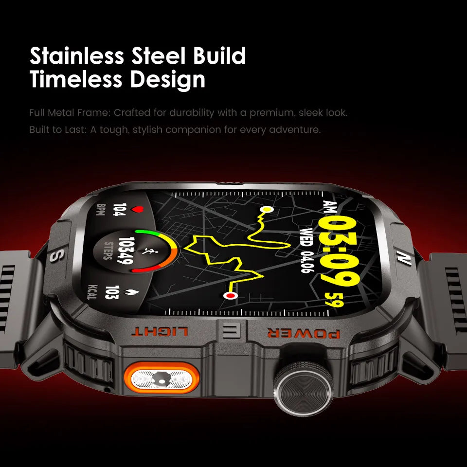 2026New Outdoor Military Men's Smartwatch, Equipped With GPS LED Lighting, Compass, Wireless Communication IP68 Waterproof Watch