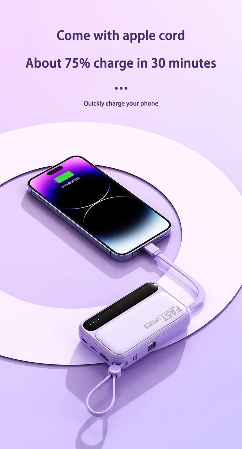 Tidesmit Portable Charger: Fast Charging Power Bank with 4 Cables Tidesmit