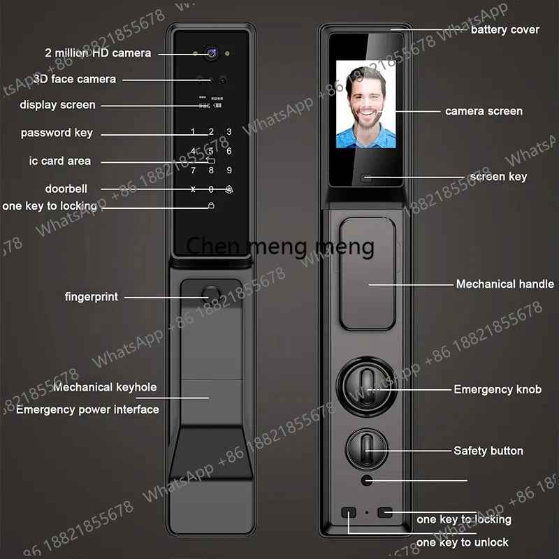 Tuya APP Facial Fingerprint Password With Camera Smart Door Lock Remote Voice Intercom Electronic Door Lock Fully Automatic