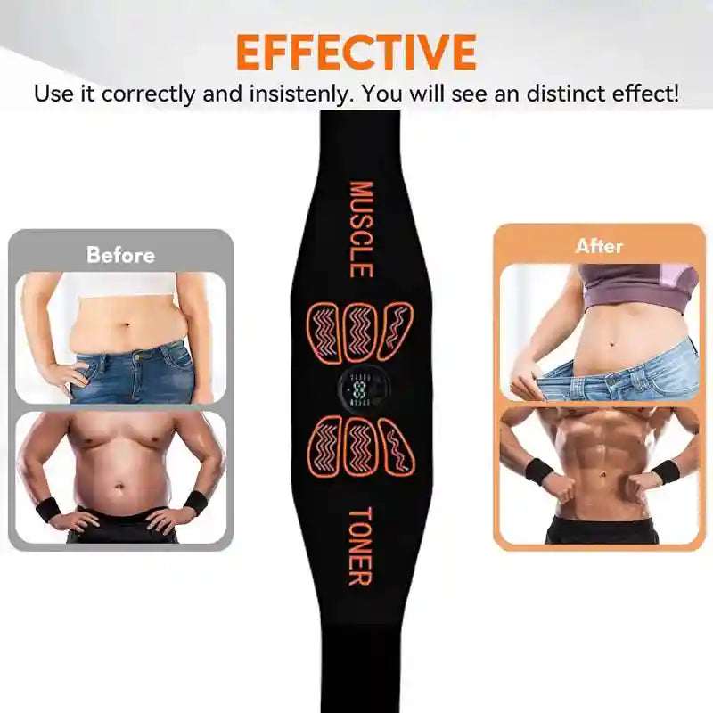 EMS Abdominal Muscle Toner Belt - Rechargeable Core Trainer by Tidesmit Back Massage Instrument Tidesmit
