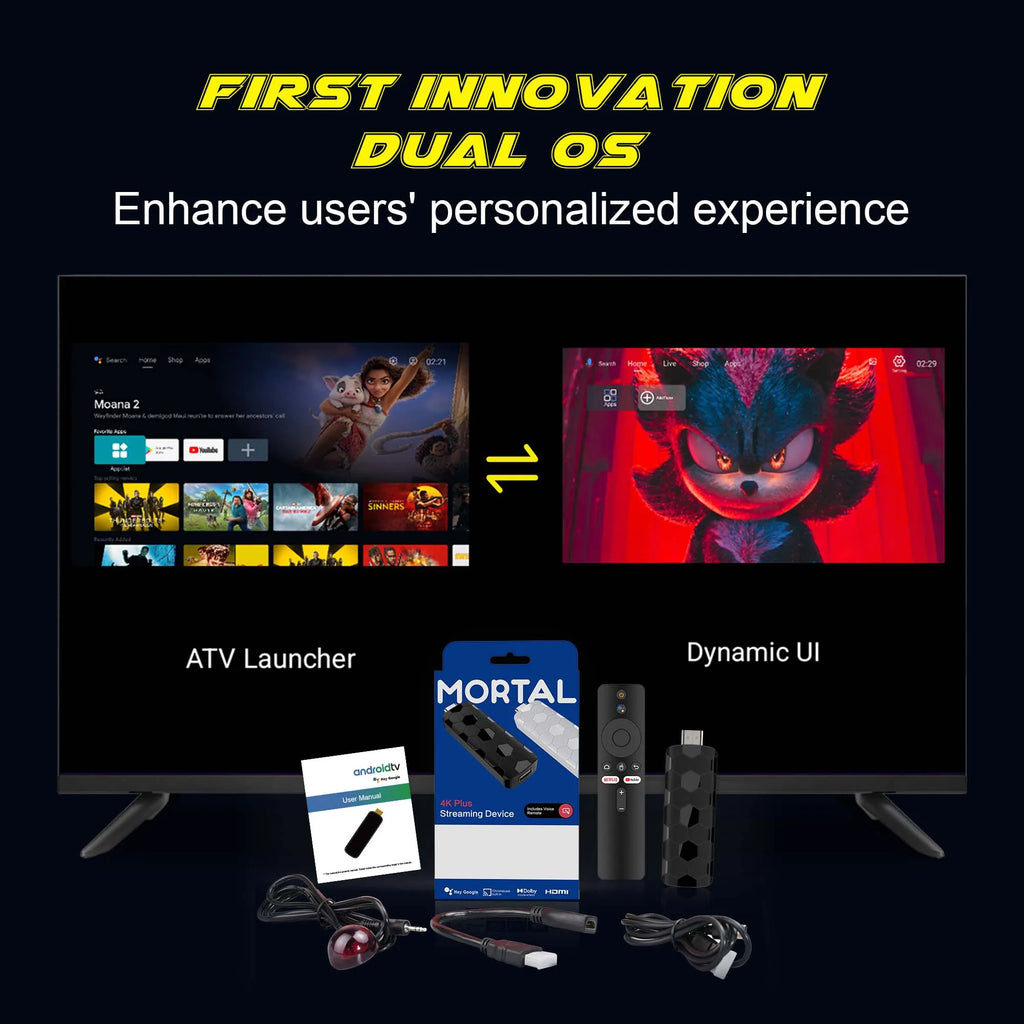 Android TV Stick 8GB 128GB 4K Streaming Box with Voice Remote Tidesmit