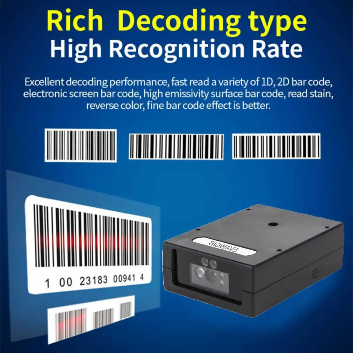 1D 2D Barcode Scanner Module Embodied Barcode Reader  for Beverage Bottle Recycling Machine Reverse Vending Machine RVM DRS Mark