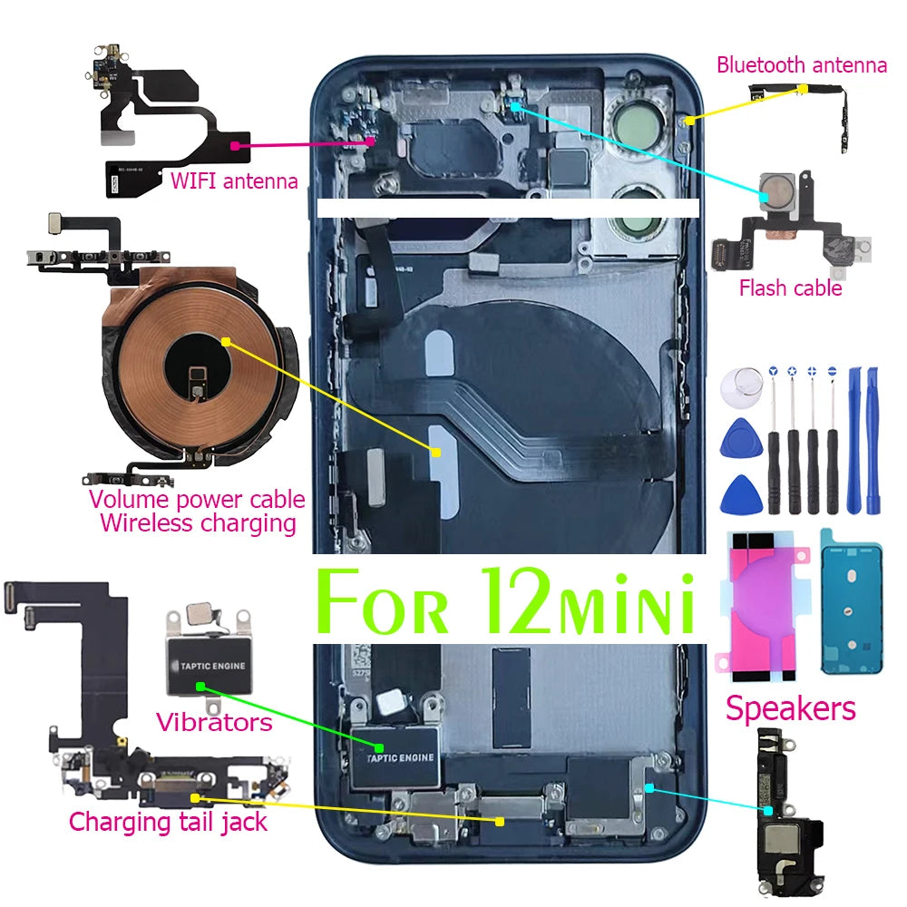 iPhone 12 Mini Full Housing Replacement Kit - OEM Grade Components Tidesmit