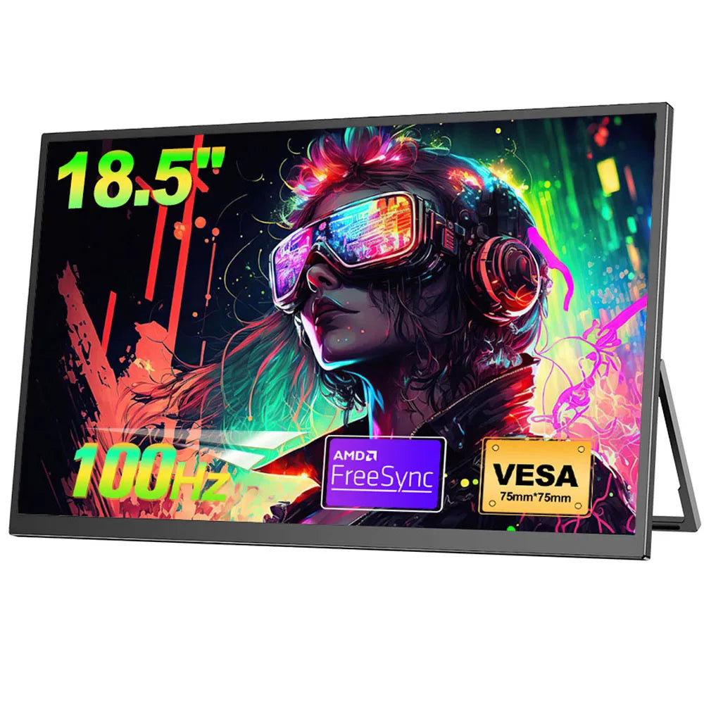 WonTim 18.5Inch Portable Monitor 100Hz Gaming Screen USB-C 100%sRGB 350Nits Display with Stand for PC Laptop Mac Xbox PS5 Switch