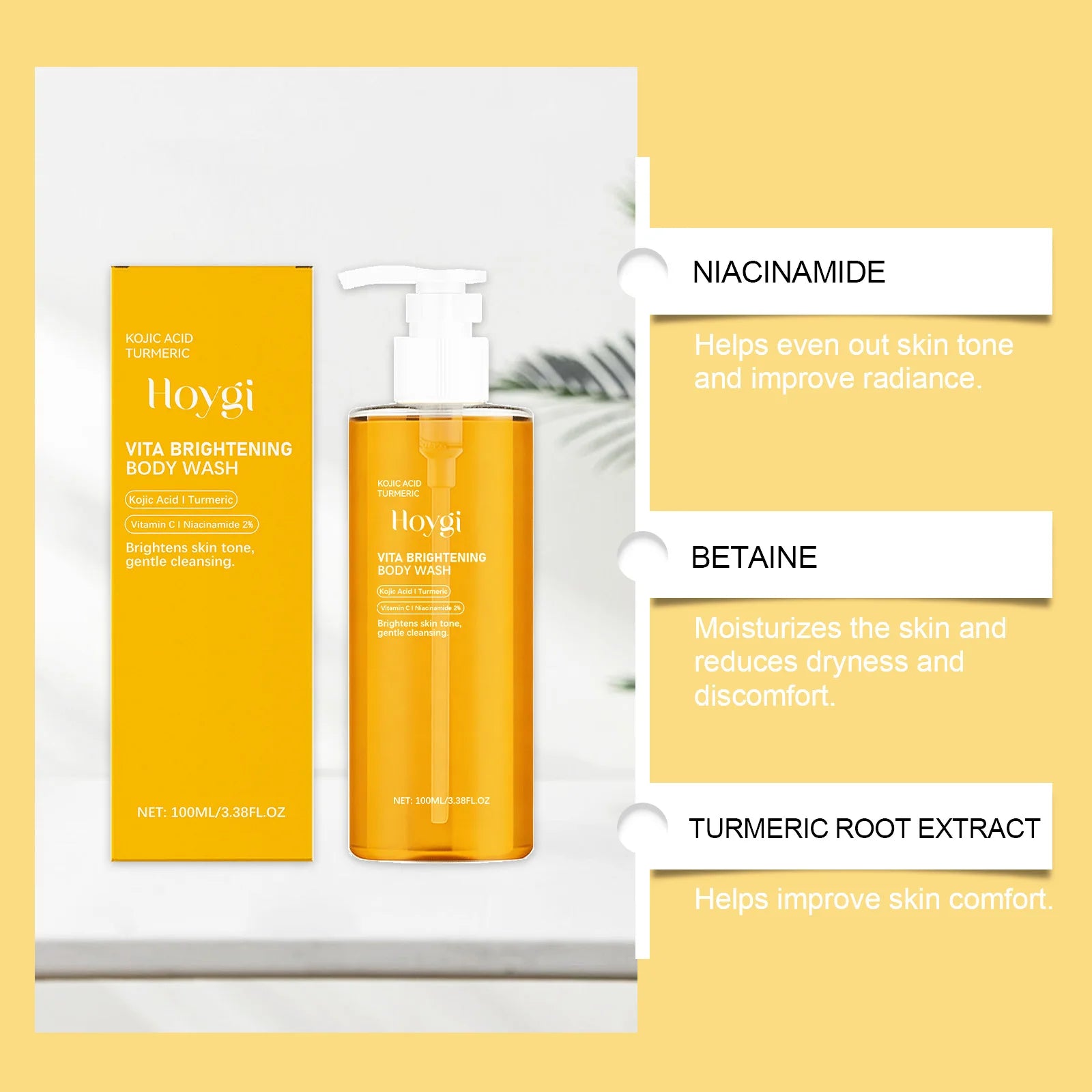 Kojic Acid Turmeric Brightening Body Wash Moisturizing, Cleansing, and Smooth Skin Shower Gel