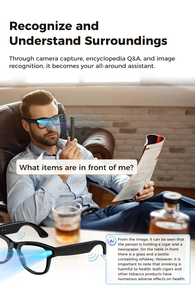 Tidesmit AI Smart Glasses: 4K Camera & Spatial Audio Bluetooth Eyewear Tidesmit