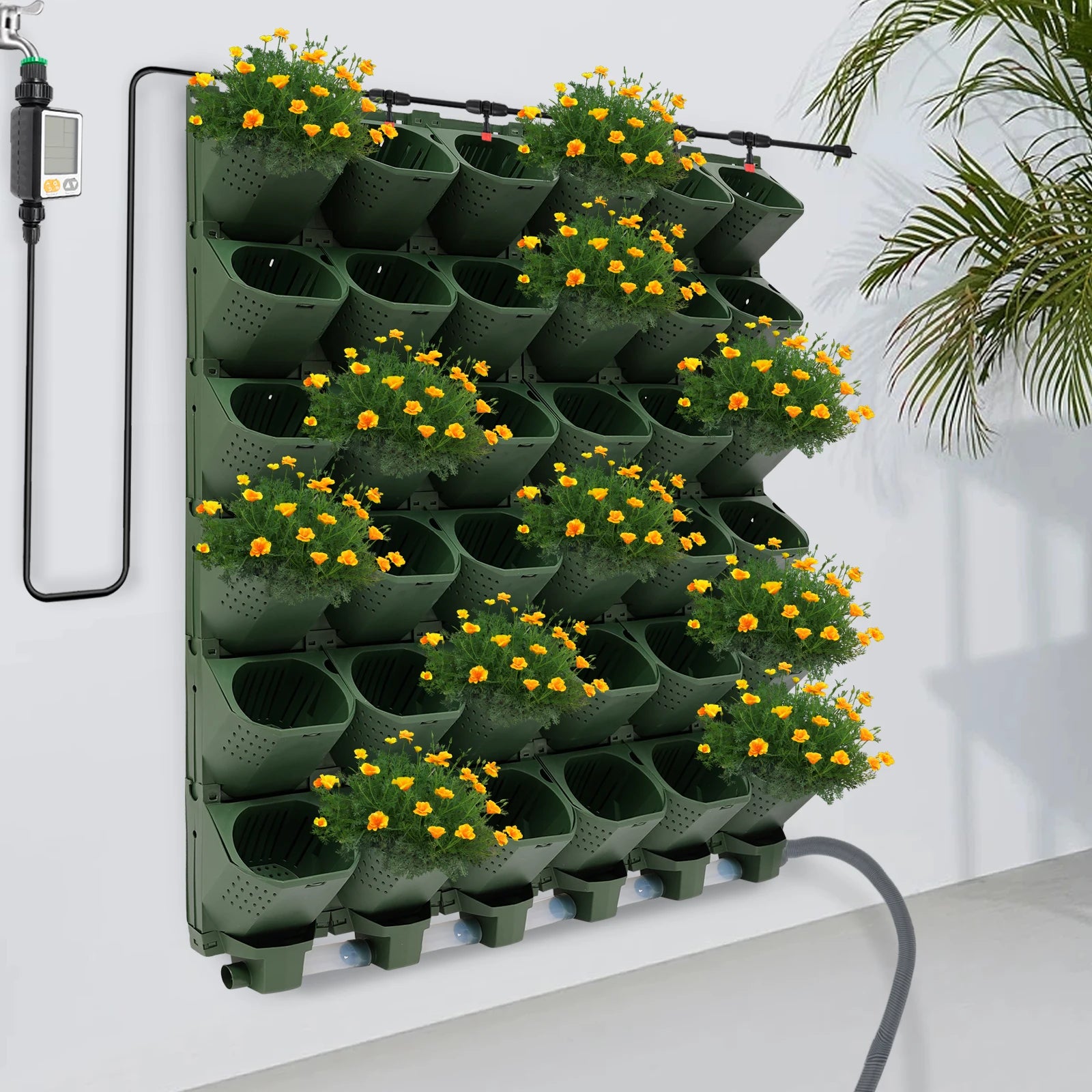 36 Cups Vertical Wall Planter Kit W/Auto Drip Irrigation Smart Timer & LCD Display Home Garden Grow Bag Garden Planter