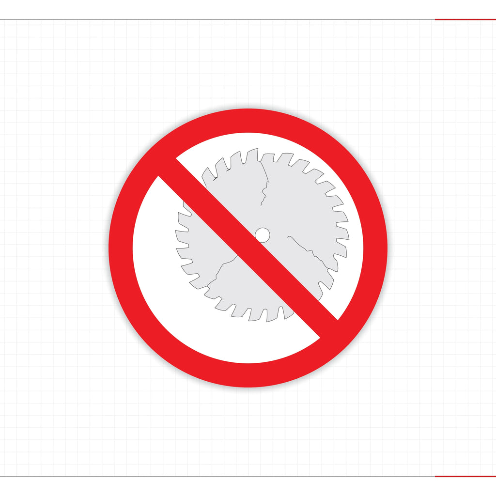 Mechanical Hazard Warning Decal Broken Saw Blade Cuts Risk Safety Sign - Angle/Detail 3