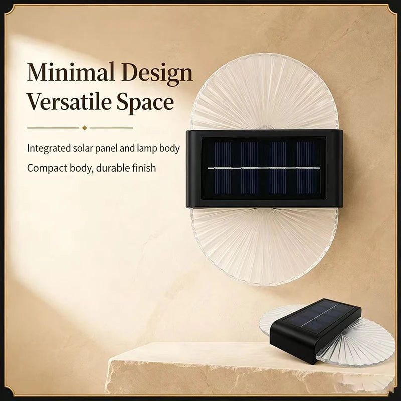 Solar Outdoor Light, Waterproof With Fan-Shaped Lampshade, LED Deck Lights For Patio, Garden, Villa, Wall, Terrace, Railing