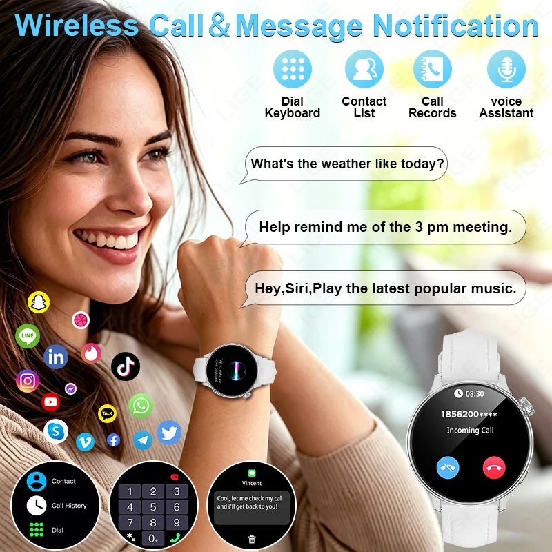 LIGE Sports Smart Watch for Women Wireless Call Heart Rate Sleep Monitor Multiple Sports Modes for Running Yoga Fitness Ladie