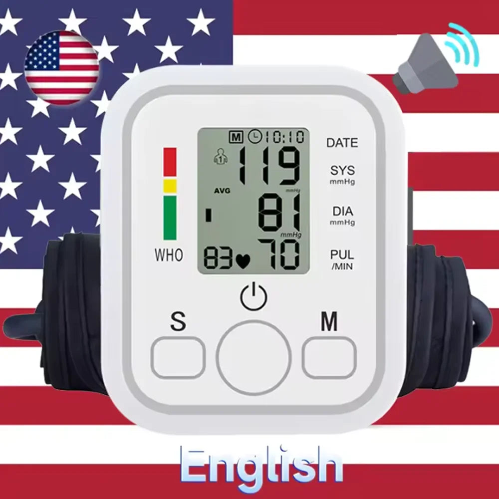 Blood Pressure Meter Digital Automatic Tonometer Upper Arm Blood Pressure Monitor Medical Tensiometer Sphygmomanometer Measure