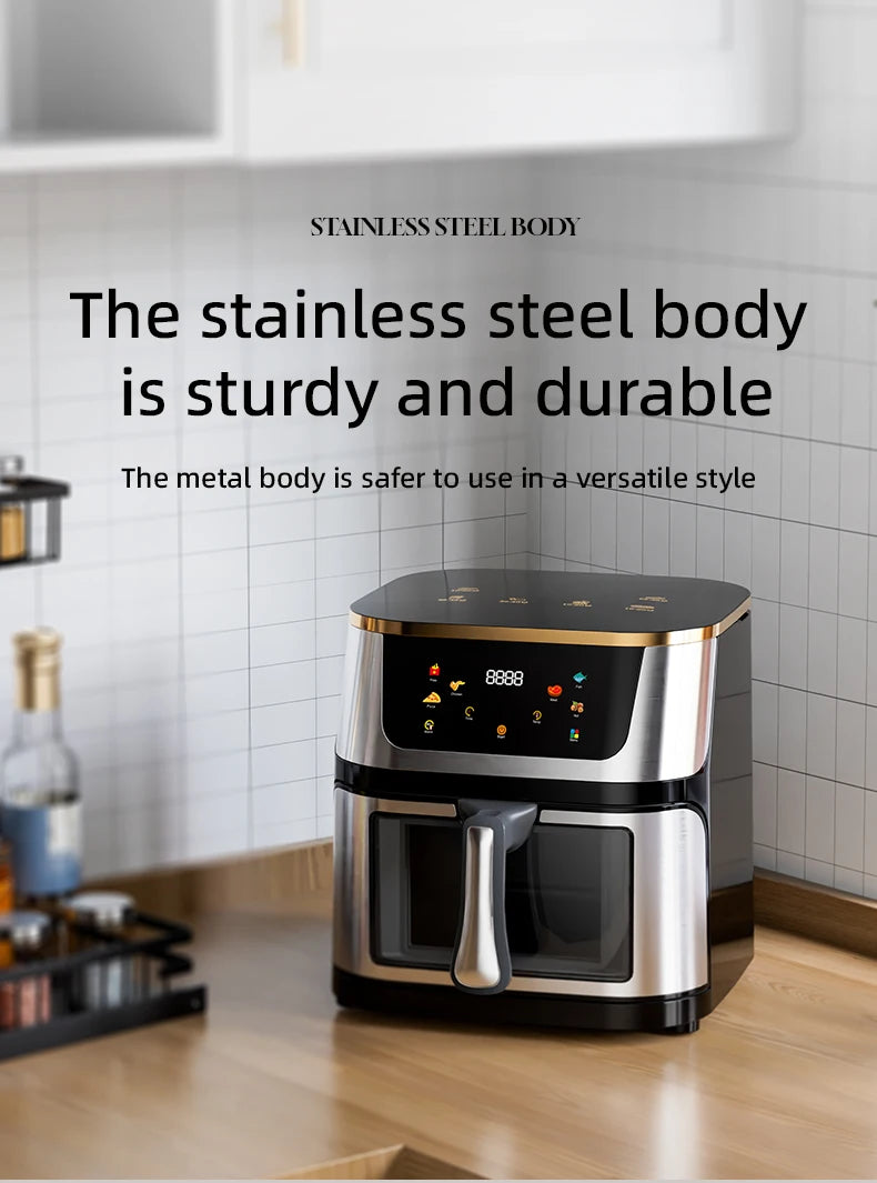 10L 10L Electric Air Fryer with Adjustable Tempera Large Capacity Air Fryers with Viewing Window & Touchscreen For Home