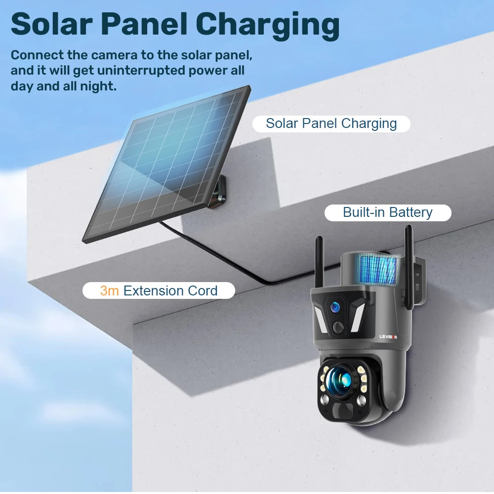 LS VISION 4K 99X Optical Zoom 4G Solar Camera Outdoor WiFi PTZ Dual Screen Dual PIR Detection Auto Tracking CCTV Camera Ubox App