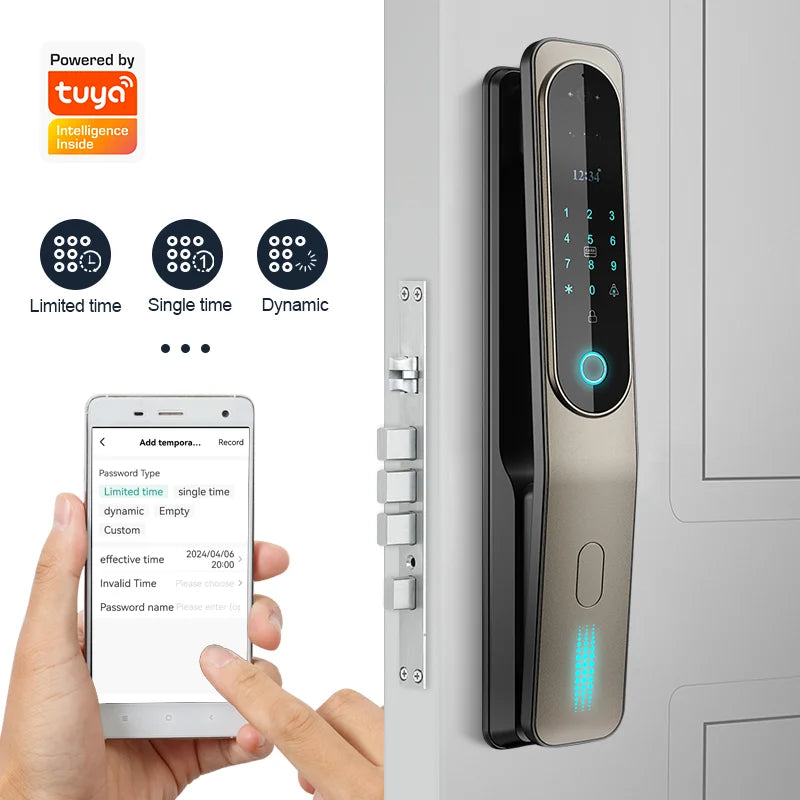 Electric  3D Face Recognition Smart Doorlock Fingerprint Biometric Password Full Automatic Wifi Door Lock with Camera