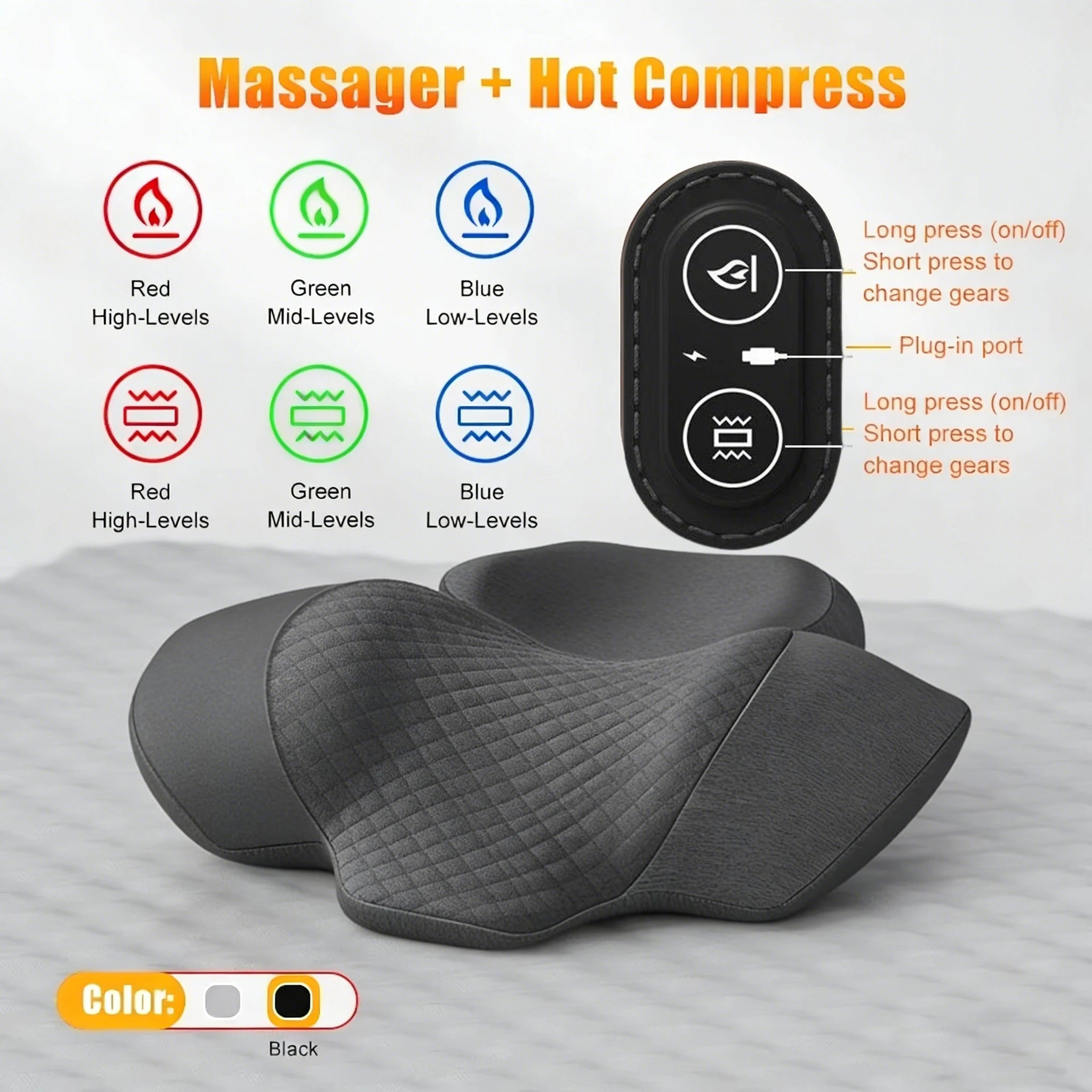 Electric Neck Massager with Heat and Cervical Traction by Tidesmit Back Massage Instrument Hot-Massage C Tidesmit