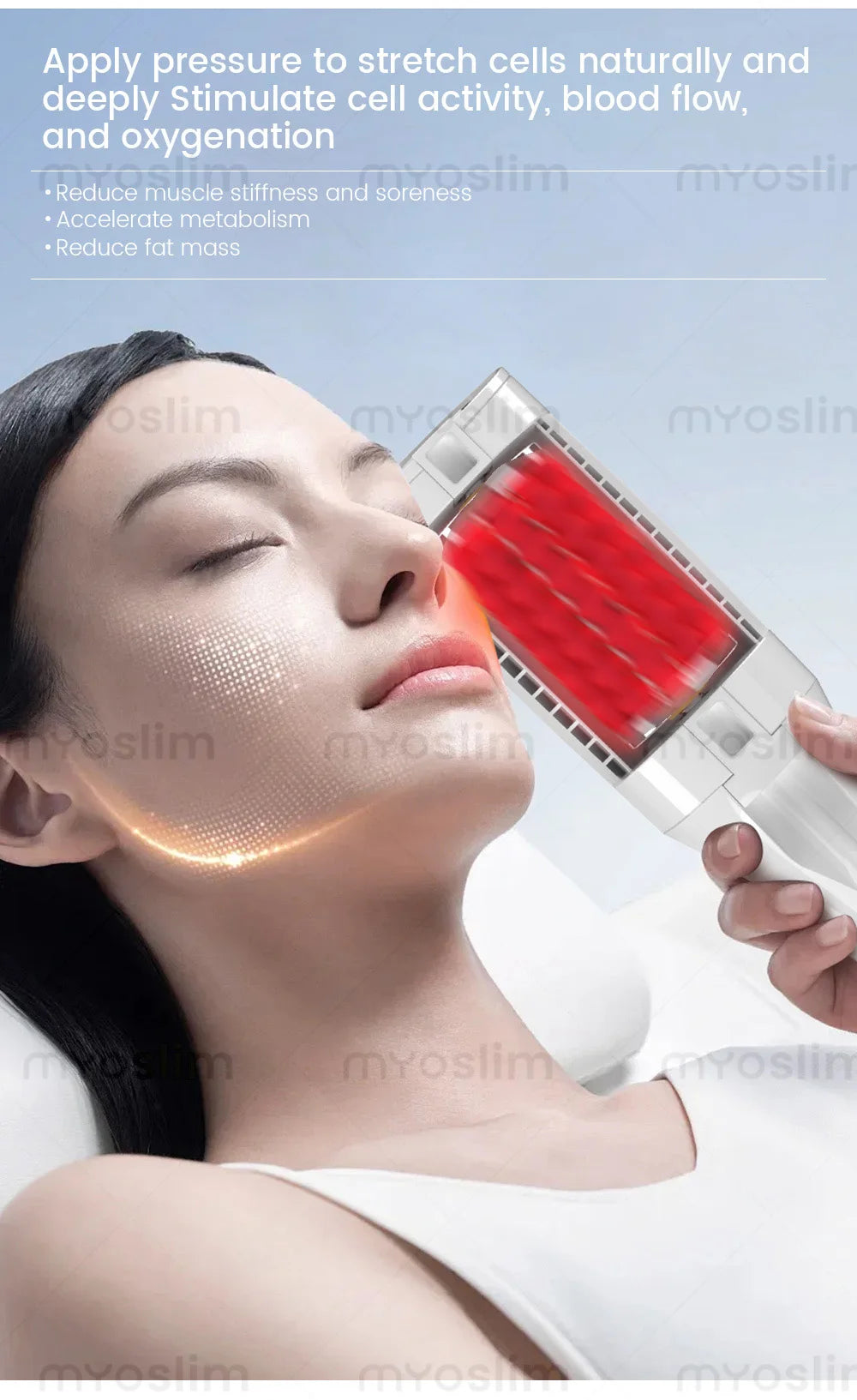 White EMS 360 rolling inner ball face massager for cellulite reduction, muscle toning, and fat burning skin care.