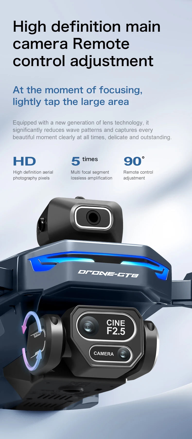 4K Camera Drone Foldable Obstacle Avoidance Quadcopter GT8 Series Tidesmit