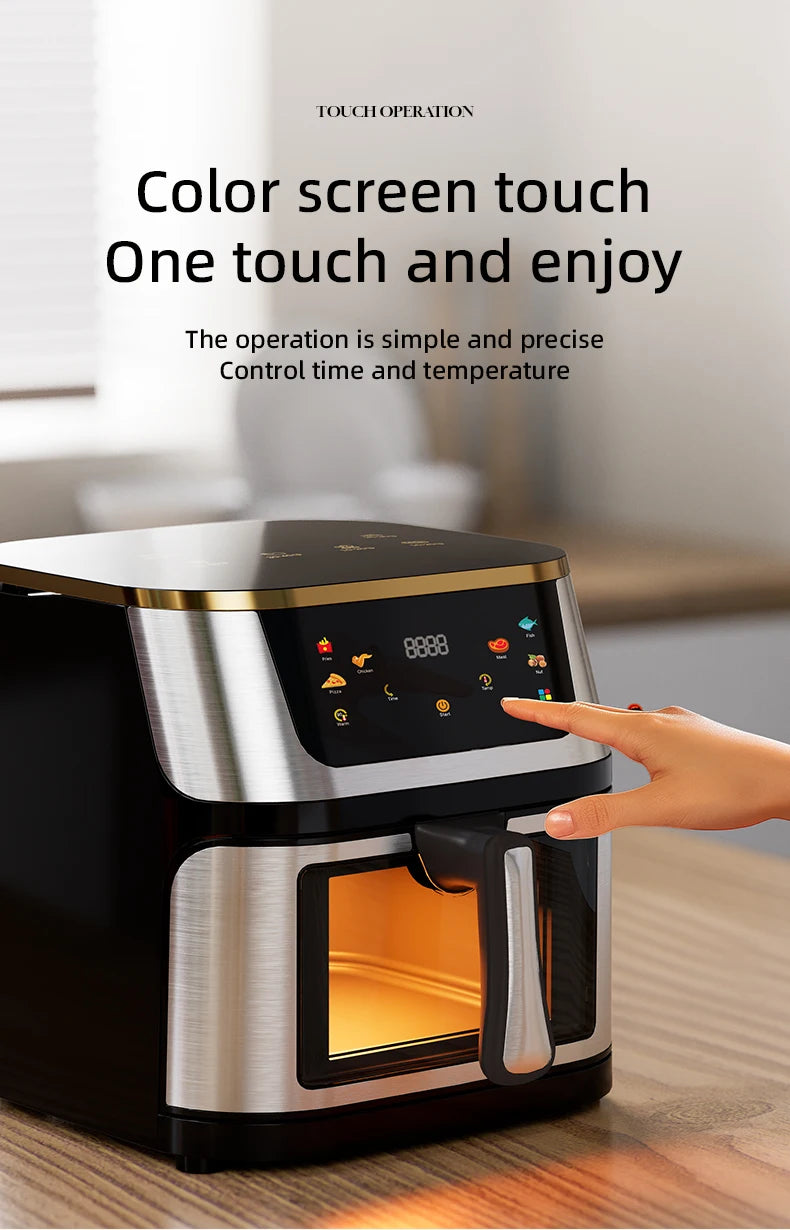 10L 10L Electric Air Fryer with Adjustable Tempera Large Capacity Air Fryers with Viewing Window & Touchscreen For Home