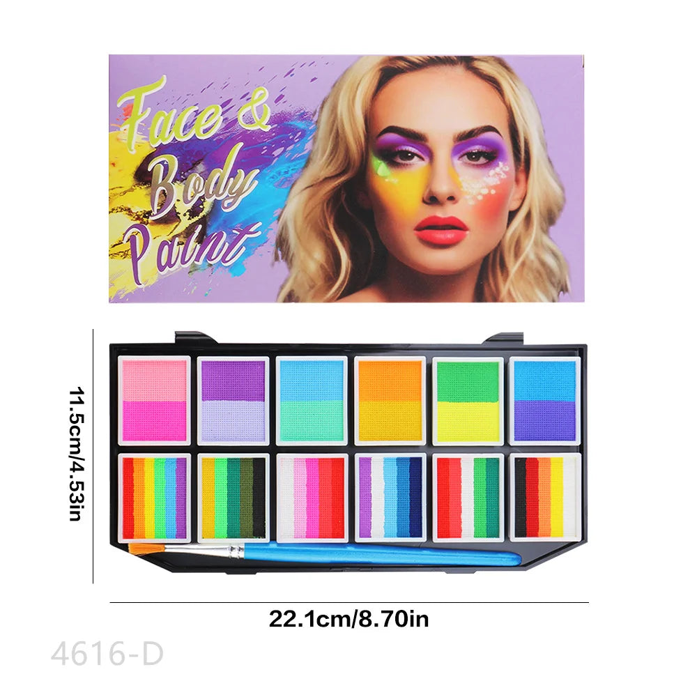 Tidesmit 12 color water-soluble face and body paint palette for professional carnival and Halloween makeup looks